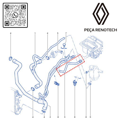 RN 026118-X 8200026118 MANGUEIRA INF. DO RAD. DE AR QUENTE CLIO II 1.0 16V - 4